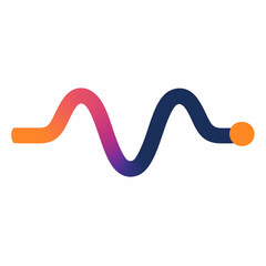 Poster - Abstract gradient line graph with orange dot on white backdrop