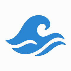 Poster - Stylized blue wave symbol representing ocean or water movement