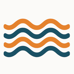 Poster - Abstract wavy lines in orange and teal representing fluid motion and design elements