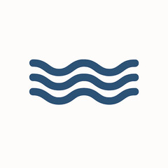 Poster - Three stylized blue waves flowing horizontally against a white background