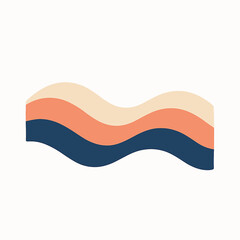 Poster - Abstract wavy lines in cream, coral, and navy blue create a modern graphic design element.