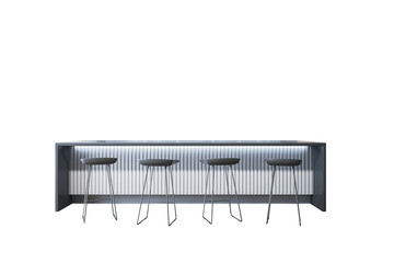 Aufkleber - Contemporary high bar table with five stylish stools, isolated style on clean white background. Concept of modern interior decor. 3D Rendering