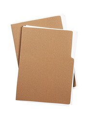 Poster - Two brown kraft paper folders with visible tab and white paper inside, isolated closeup on white background, top view concept of business work. 3D Rendering