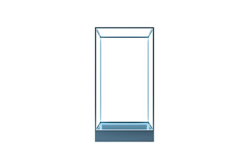 Fototapete - Transparent glass exhibit display case with glowing base, isolated on clean white background, concept of mockup for branding or product showcase, 3D Rendering