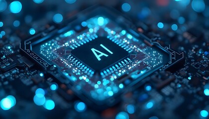 Aufkleber - Ai technology chip background artificial intelligence and machine learning