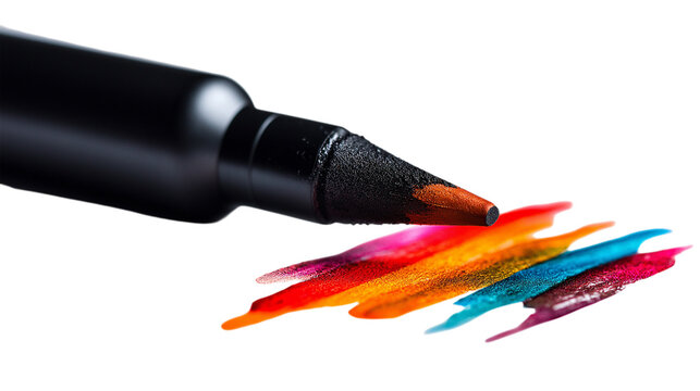 Marker Stroke with Colorful Smears on Transparent