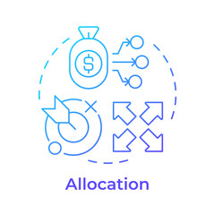 Poster - Allocation blue gradient concept icon. Resources planning and control. Step in capacity management processes. Round shape line illustration. Abstract idea. Graphic design. Easy to use in presentation