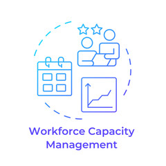 Poster - Workforce capacity management blue gradient concept icon. Forecast labor needs. Human resources organization. Round shape line illustration. Abstract idea. Graphic design. Easy to use in presentation