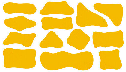 Poster - Organic abstract rectangle hand drawn shapes. Vector textured blobs on white background. Doodle liquid irregular geometric wavy bubbles for banner. Doodle simple elements set.