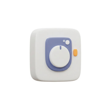 A minimalist rendering of a modern laundry appliance with a simple control dial.