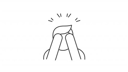 Poster - Panic attack line animation. Overwhelmed person animated icon. Blinking lines. Moving head. Mental problem, psychology. Outline element on white background. HD video with alpha channel