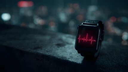 Poster - Smartwatch displaying heart rate data in a tech scene