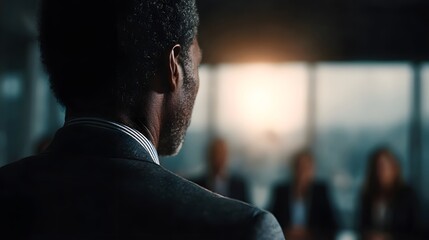 Poster - CEO presenting brand positioning to team in corporate meeting