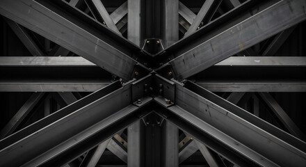 Poster - abstract background of metal beams . Generative AI