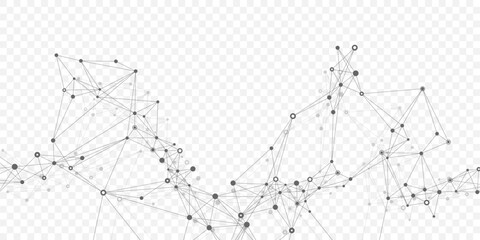 Fototapete - Abstract tech network connection dots. Digital technology and big data analysis background. White background with plexus lines. Geometric background with abstract mesh