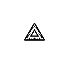 Poster - A simple black and white illustration of a triangular ruler outline icon