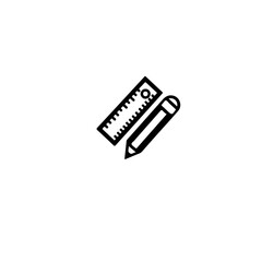 Poster - A simple line drawing of a ruler and pencil on a white background space