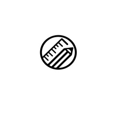 Poster - A simple black and white icon depicting a ruler and a pencil in a circle