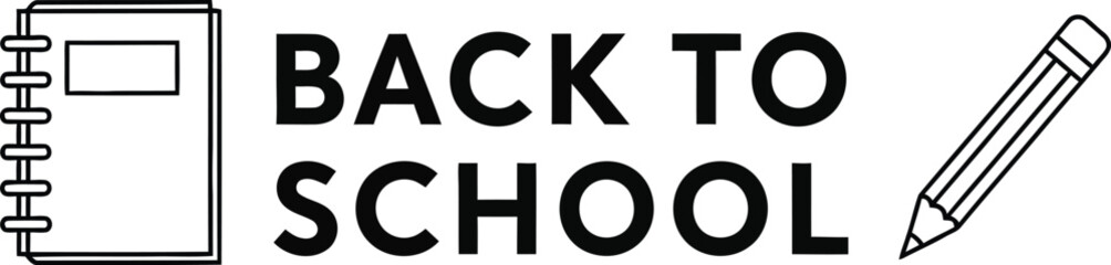 Fototapete - Vector art of a minimalist back to school design featuring a notebook and pencil