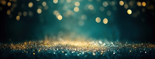 Wall Mural - Curved golden glitter with sparkles lights background abstract.