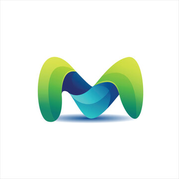 M initial gradient colorful logo design