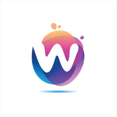 Poster - w initial gradient colorful logo design