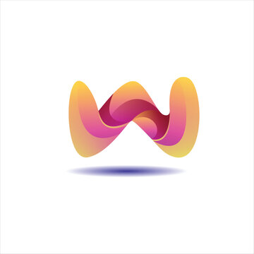 w initial gradient colorful logo design