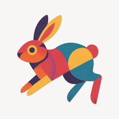 Poster - Colorful geometric rabbit illustration.