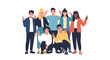 © MFelicity - Diverse group of young adults showing the peace sign and smiling
