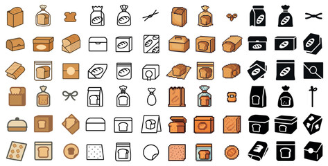 Poster - Bakery essentials pixel art icons set – filled, isometric, bread and pastry symbols