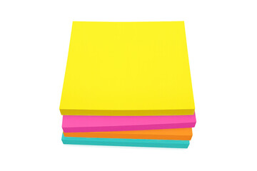 Poster - Four colorful sticky notes forming a stack on a transparent background, ready for your message