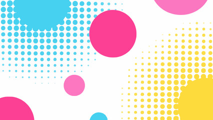 Aufkleber - Playful background with vibrant circles and halftone patterns on white
