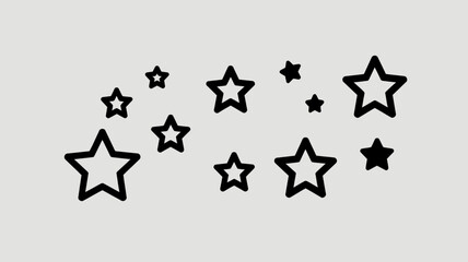 Poster - Starry night sky illustration with outlined and filled black star shapes