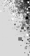 Fototapete - Abstract grayscale pixelated squares, diagonally arranged, gradient effect