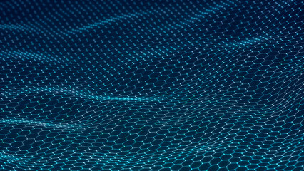 Leinwandbilder - Technology background. Honeycomb concept. Big data. Hexagonal space with connected dots and lines. 3d