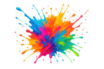 Poster - Colorful liquid paint splashing vigorously, spreading dynamic artistic patterns against transparent surface with vivid, energetic pigments