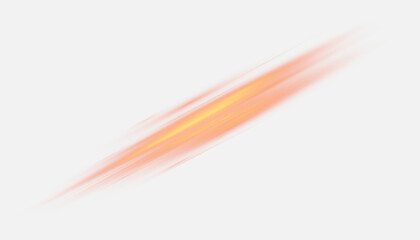 Wall Mural - orange-yellow light stream with speed effect and glow on white background. suitable for acceleration
