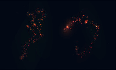 Wall Mural - Festive golden bokeh with soft highlights and shimmering dust bright light effect on dark background.