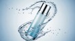 © Shahanara - A bottle of cosmetic liquid is captured in a dynamic splash of water