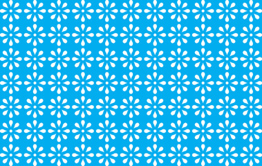 Poster - Floral Pattern Blue Background. Seamless white floral pattern on a vibrant blue background. Perfect for textile, wrapping, or web graphics.