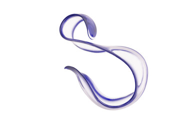 Poster - 3d Liquid Glass Ribbon Shape and Abstract Fluid Background. Gradient Element Blends Transparent Holographic Wave with Purple Design. Futuristic Glossy Curve and Swirl for Dynamic Art.