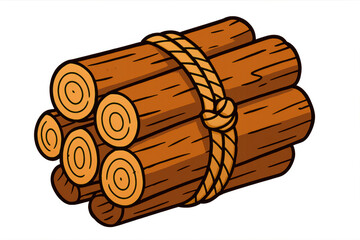 Poster - Wooden logs bundled, tightly bound with rope, resting on clean transparent backdrop, ready for graphic design projects