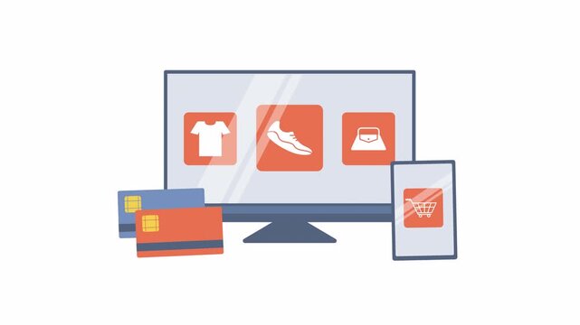 Ecommerce online shop animation on transparent background