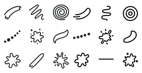 Poster - Abstract line icons set – flat, outline, sketch and doodle designs