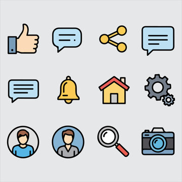 vector bundle of social media and interface icons