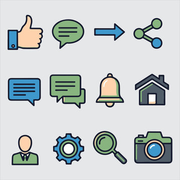 vector bundle of social media and interface icons