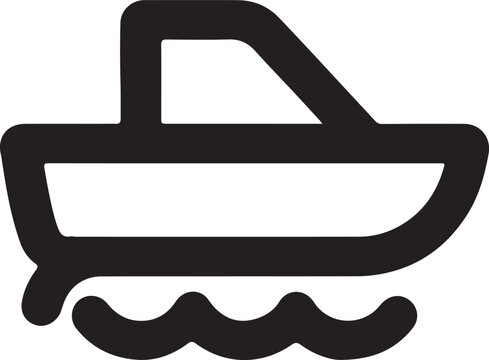 Black boat sailing on wavy water waves transportation  Vector illustration line art EPS download