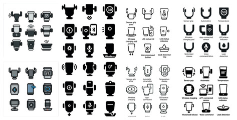 Poster - Smart home device icons set in solid style – automation, connectivity, tech symbols