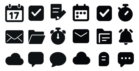 Poster - Business and office solid icons set – filled, productivity, workflow symbols