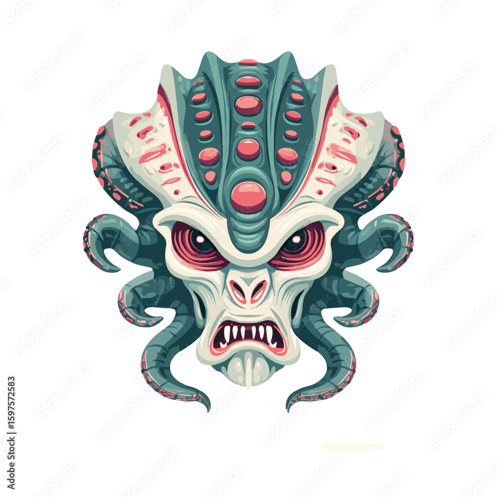 Alien Monster Face Clipart, Vector Logo, Icon Stock Vector | Adobe Stock